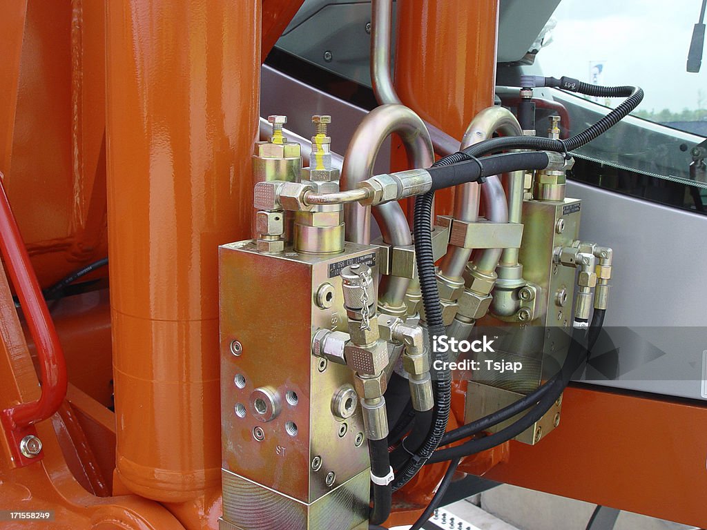 油圧システム excavator - クローズアップのロイヤリティフリーストックフォト