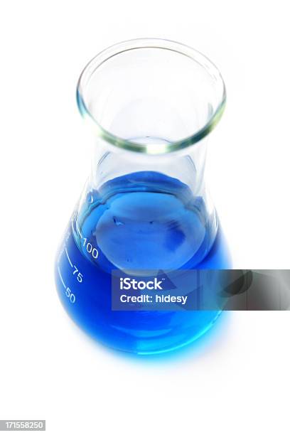 Blue Sample Stock Photo - Download Image Now - High Angle View, Test Tube, Beaker