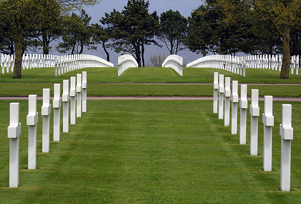 cementerio estadounidense en la sala normandy - basse normandy colleville 1944 france fotografías e imágenes de stock