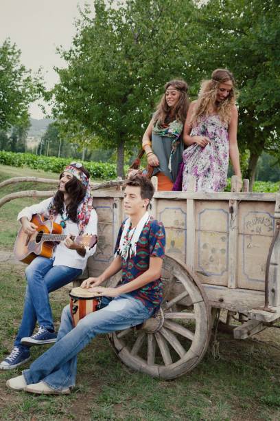istock Group of Hippie Singing in Countryside 171558322