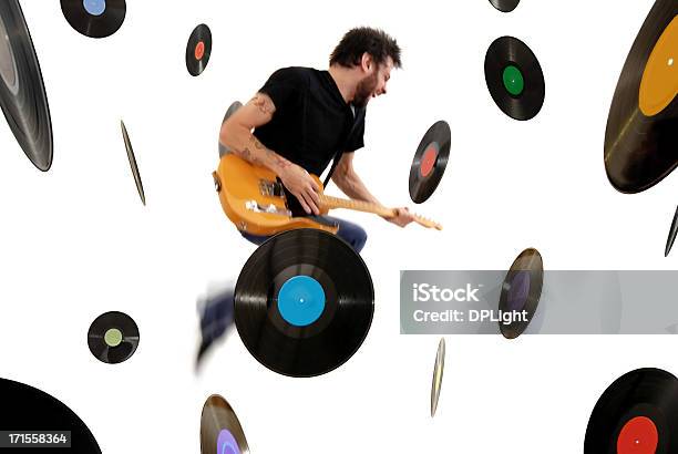 Records And Guitar Stock Photo - Download Image Now - Distraught, Guitar, Music