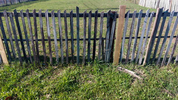 istock old wooden fence on a green meadow 1715624904