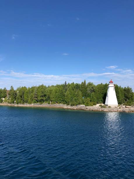 istock White lighthouse near the lake water 1715651343