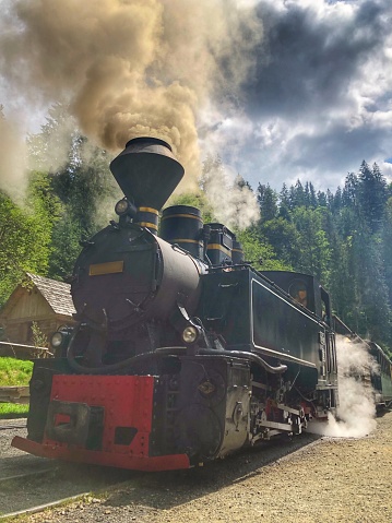 Iconic vintage steam train from Maramures, Romania