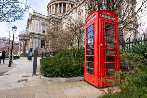 London Telephone Booth with St Paul's Cathedral behind