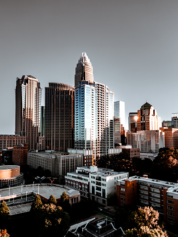 Color graded gold hour city of Charlotte