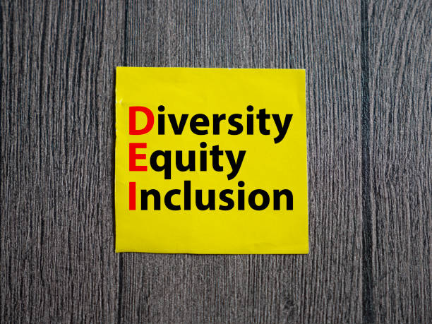 Diversity Equity Inclusion, text words typography written on paper, life and business motivational inspirational