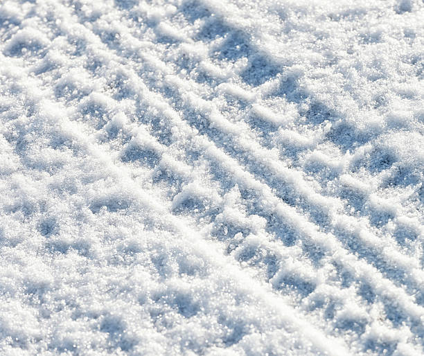istock Diagonal Tyre Track in Snow 171571003