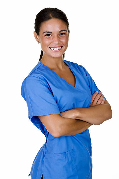 allegro personale medico - female nurse nurse scrubs female doctor foto e immagini stock