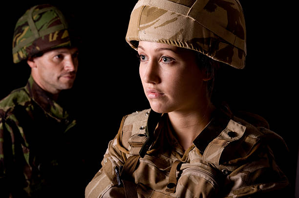 Male & Female British Soldiers stock photo