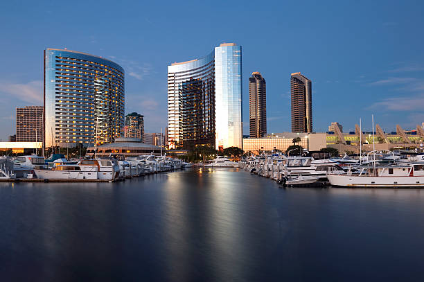 A marina along San Diego Harbor in downtown San Diego, CA.