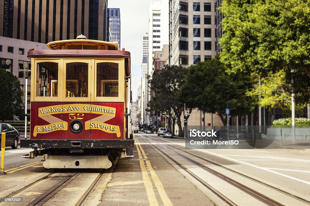 케이블 카 San Francisco, California Street - 로열티 프리 샌프란시스코-캘리포니아 스톡 사진