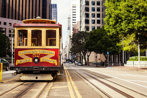 Cable Car in San Francisco, California Street Famous cable car of San Francisco. More images from San Francisco in the lightbox: tram stock pictures, royalty-free photos & images