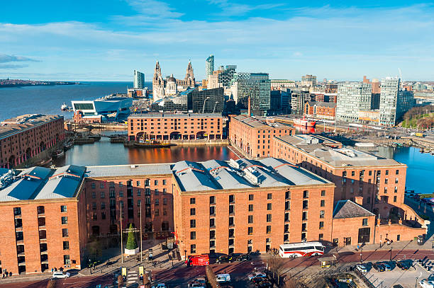 istock Aerial view over Albert Docks, Liverpool, England 171572172