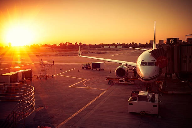 istock Deparing Airplane in Sunset, Airport 171572278