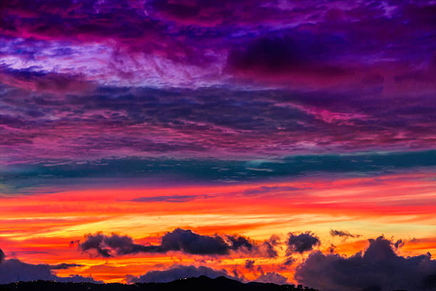 istock Low key vibrant colors of a sunset background 171572287