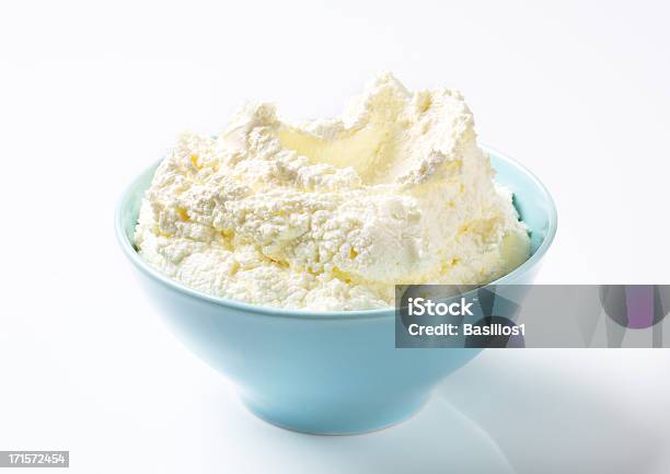Cream Cheese In A Bowl Stock Photo - Download Image Now - Curd Cheese, Cream Cheese, White Background