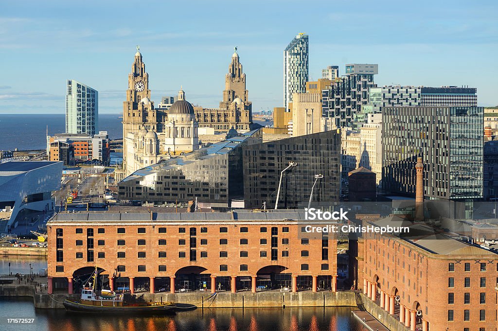 Liverpool Landmarks, England Looking over the landmarks of Liverpool from an elevated viewpoint. Liverpool - England Stock Photo