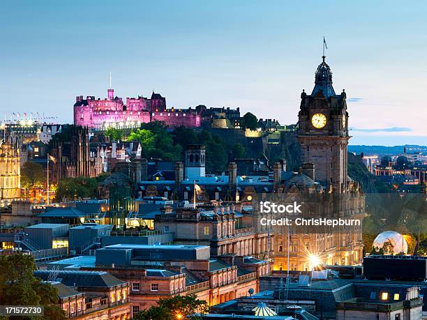 Edinburgh Cityscape Scotland Stock Photo - Download Image Now - Edinburgh - Scotland, Edinburgh Castle, Night