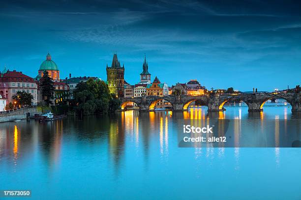 Praque At Night Stock Photo - Download Image Now - Architecture, Blue, Bridge - Built Structure