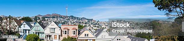 Sutro Tower Suburbs Panorama Twin Peaks Castro San Francisco California Stock Photo - Download Image Now