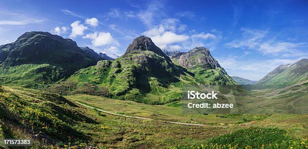 Glencoe Pass Na Wczesnym Poranku Panorama Lato - zdjęcia stockowe i więcej obrazów Szkocja - Szkocja, Glencoe - Szkocja, Krajobraz