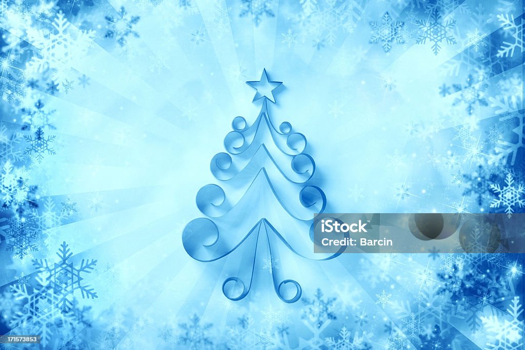 Paper christmas tree on snowflake background Made of christmas tree with papers on snowflake background Abstract Stock Photo