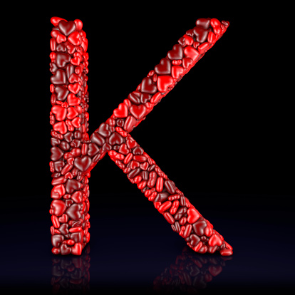 A series of heart letters and digits, Letter K