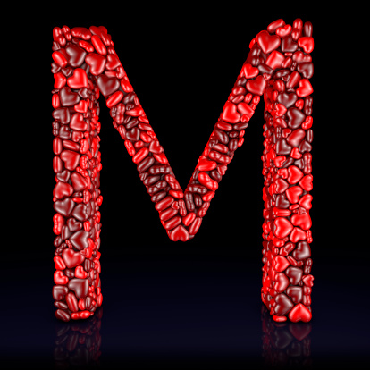 A series of heart letters and digits, Letter M