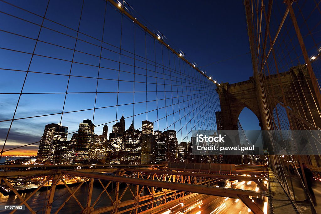 Pont de Brooklyn de nuit - Photo de Centre-ville libre de droits