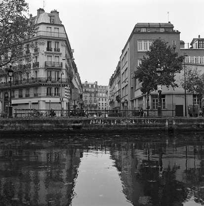 November 2012. View of Paris around the Canal Saint Martin. Scan from 120 HP5+