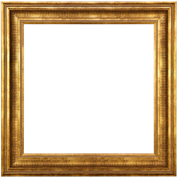 classic gold picture frame with clipping path - 有邊框的 個照片及圖片檔