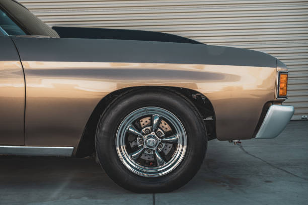 istock Gold Classic Muscle Car Front Side Profile Street Car 1715745412