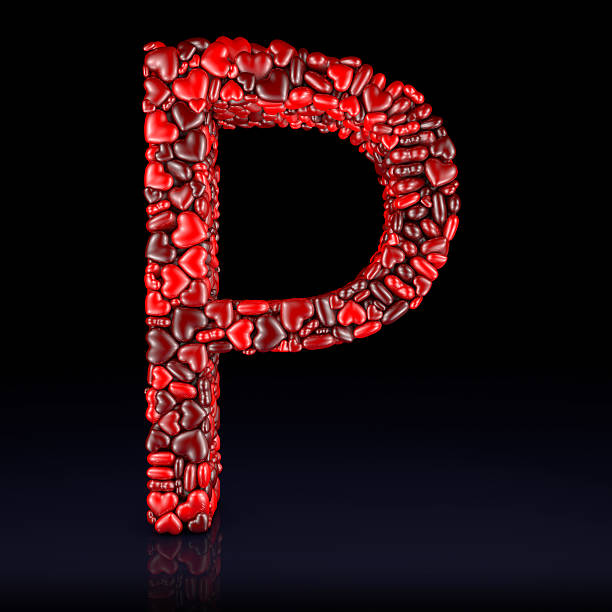 herz buchstabe p - letter p alphabet three dimensional shape red stock-fotos und bilder