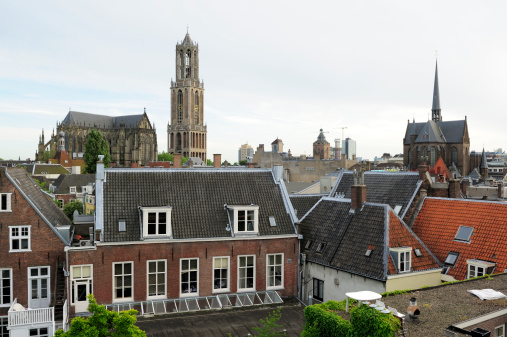 Bruges, Belgium - 29 June 2019: Market square (Grote markt) and Belfort tower in Brugge