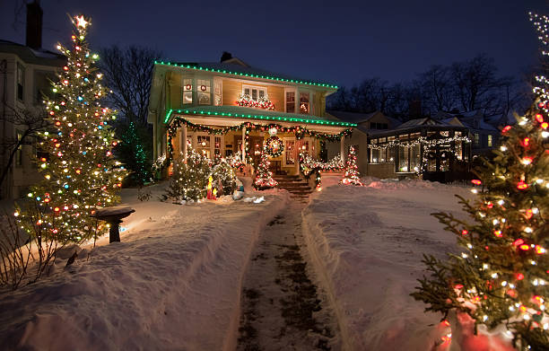 istock Old Historic Home with christmas lights 171574815