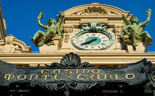 The facade of the famous Monte Carlo Casino in Monaco.