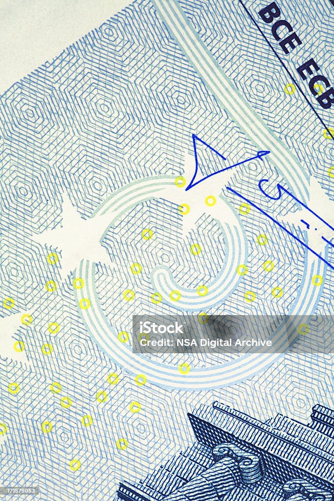 Close-up de Nota de Cinco Euros/finanças e negócios - Foto de stock de Moeda da União Europeia royalty-free