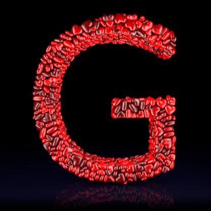 A series of heart letters and digits, Letter G