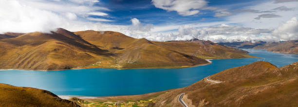 Panoramic view of the Yamdrok Lake, Tibet, China.