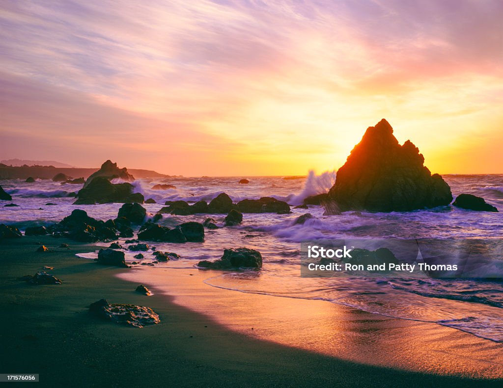 California coastline Sunset at Sonoma Coast State Beach north of Jenner, California Sonoma County Stock Photo