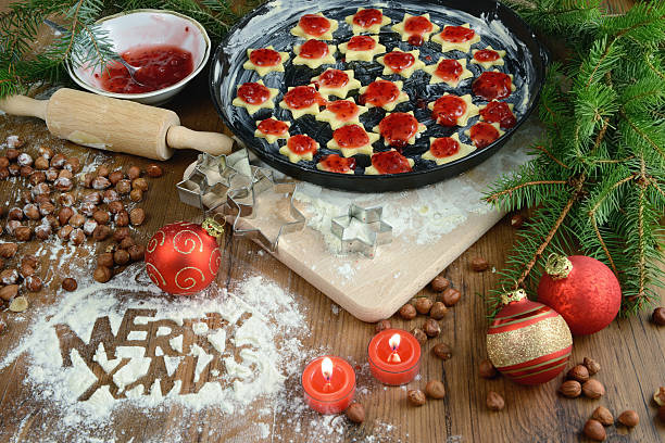baking Christmas cookies with mamelade