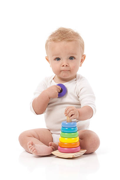 istock Baby Sitting Playing with Toys on White Background 171576313