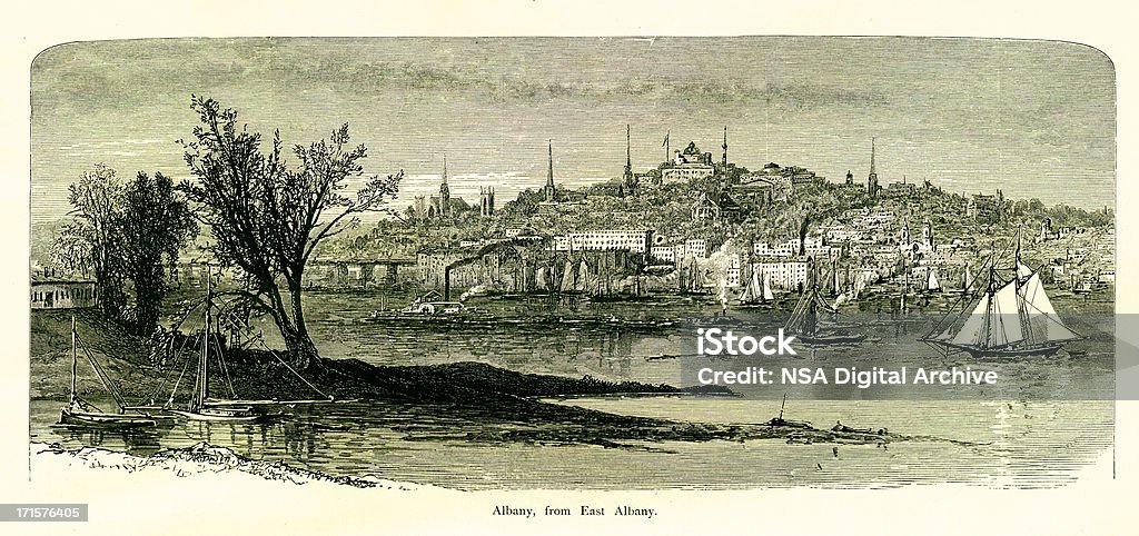 Albany New York, drewno Grawerunek (1872) - Zbiór ilustracji royalty-free (Albany - stan Nowy Jork)