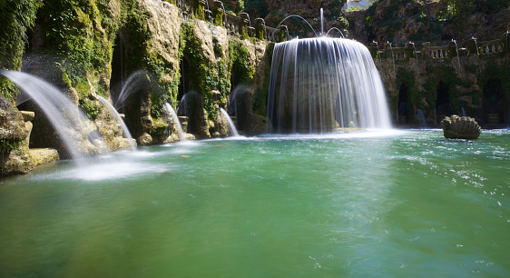 The Fontana dell'Ovato (Oval Fountain) in Villa d'Este gardens. Tivoli, Italy.