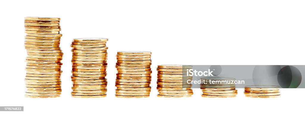 Stacks of coins in different heights Stacks of Canadian Coins Stack Stock Photo