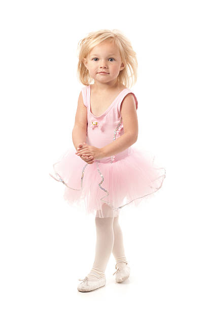little ballerina bailarín girl wearing pink tutu - little girls small blond hair child fotografías e imágenes de stock