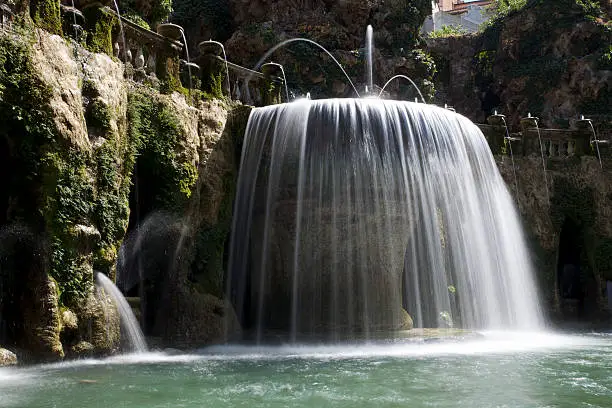 The Fontana dell'Ovato (Oval Fountain) in Villa d'Este gardens. Tivoli, Italy.