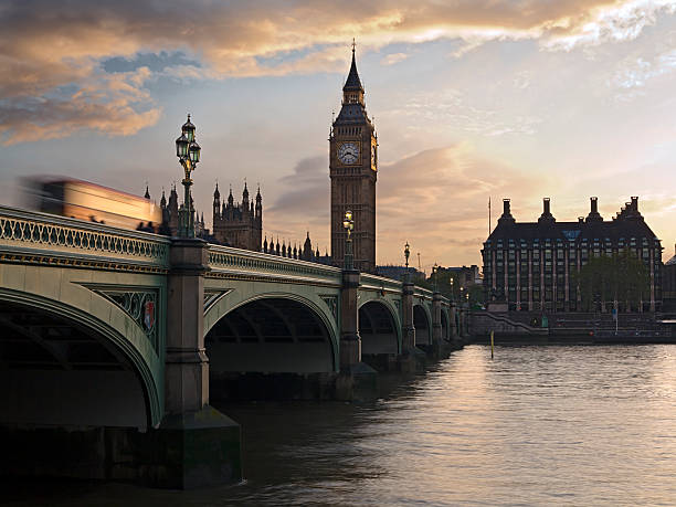 istock London bus and Big Ben in sunset 171577187