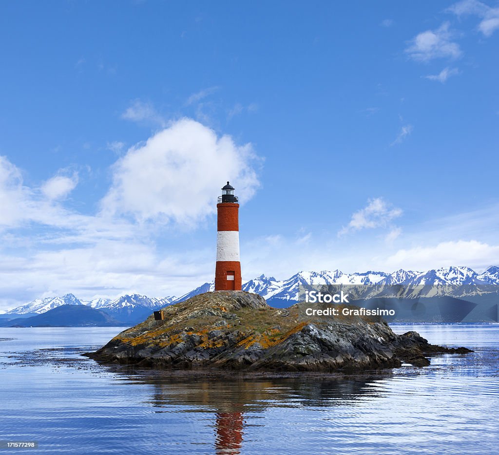 Argentina Ushuaia bay at Beagle Channel with Les Eclaireurs Lighthouse  Ushuaia Stock Photo